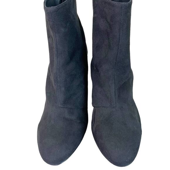 Qupid Vegan Suede Ankle Booties Back Zipper Block High Heel Women Size 9 Black - Picture 2 of 12